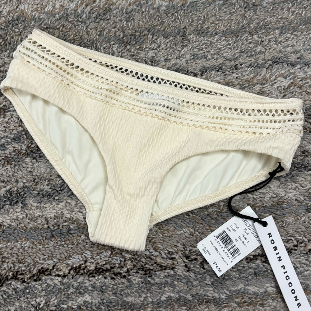 Robin Piccone Perla Eggshell Bikini Bottom Sz XS NWT | Robin Piccone Swim Bottom